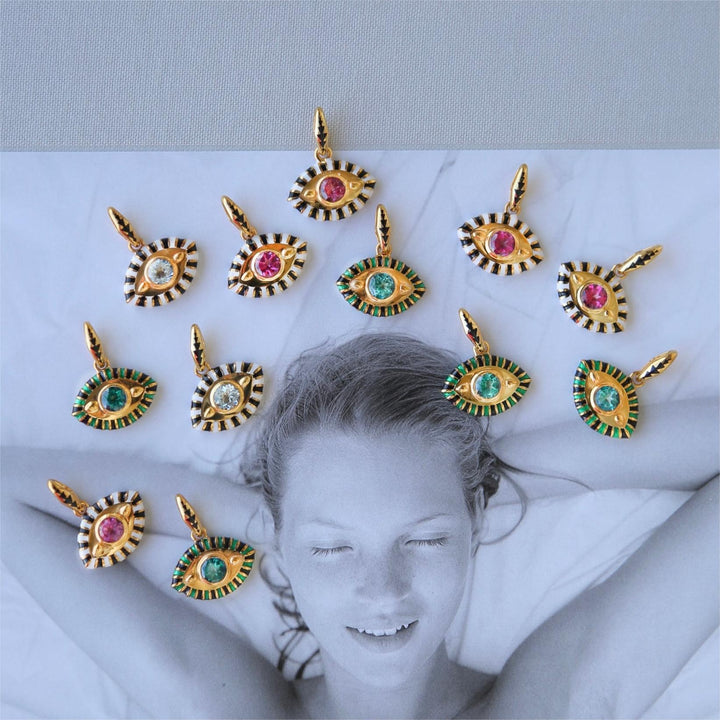 Collier en acier titane et zircon coloré Olivenorma contre le mauvais œil