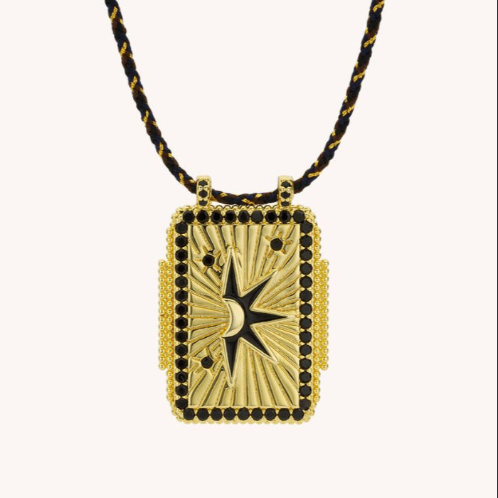 Collier en corde tressée avec carte de tarot Olivenorma