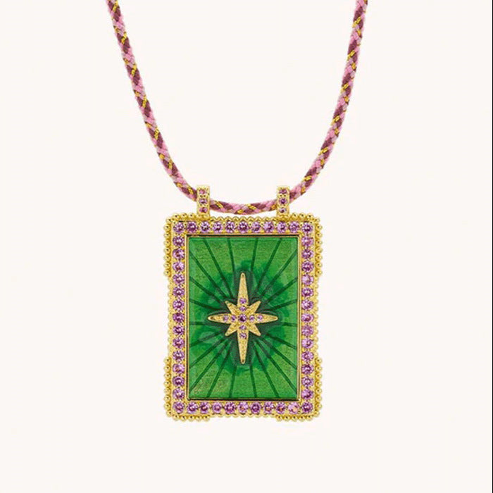 Collier en corde tressée avec carte de tarot Olivenorma