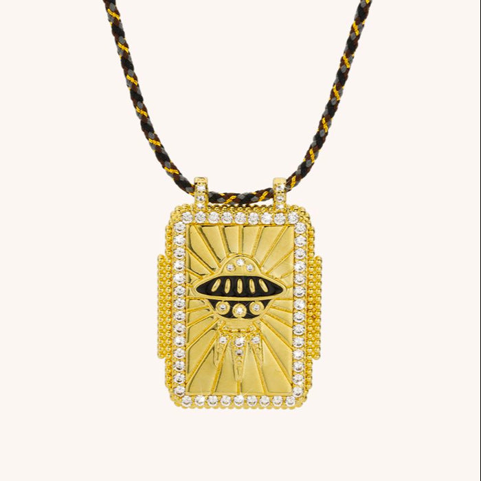 Collier en corde tressée avec carte de tarot Olivenorma