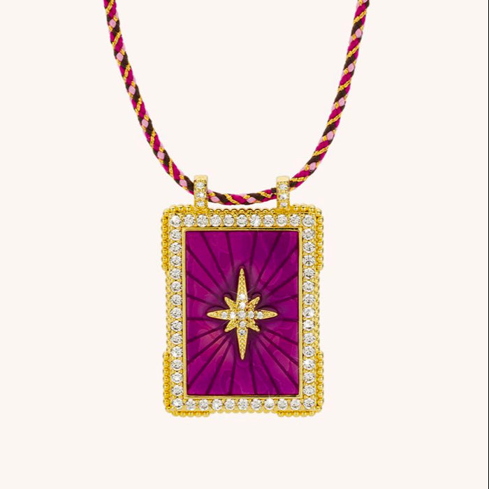 Collier en corde tressée avec carte de tarot Olivenorma