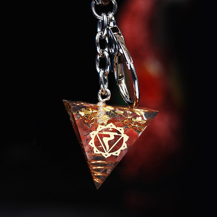 Porte-clés pendentif énergétique pyramide orgone de guérison des chakras Olivenorma