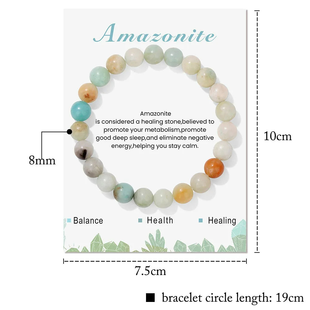 Bracelet de perles de 8 mm avec énergie de guérison en cristal naturel Olivenorma