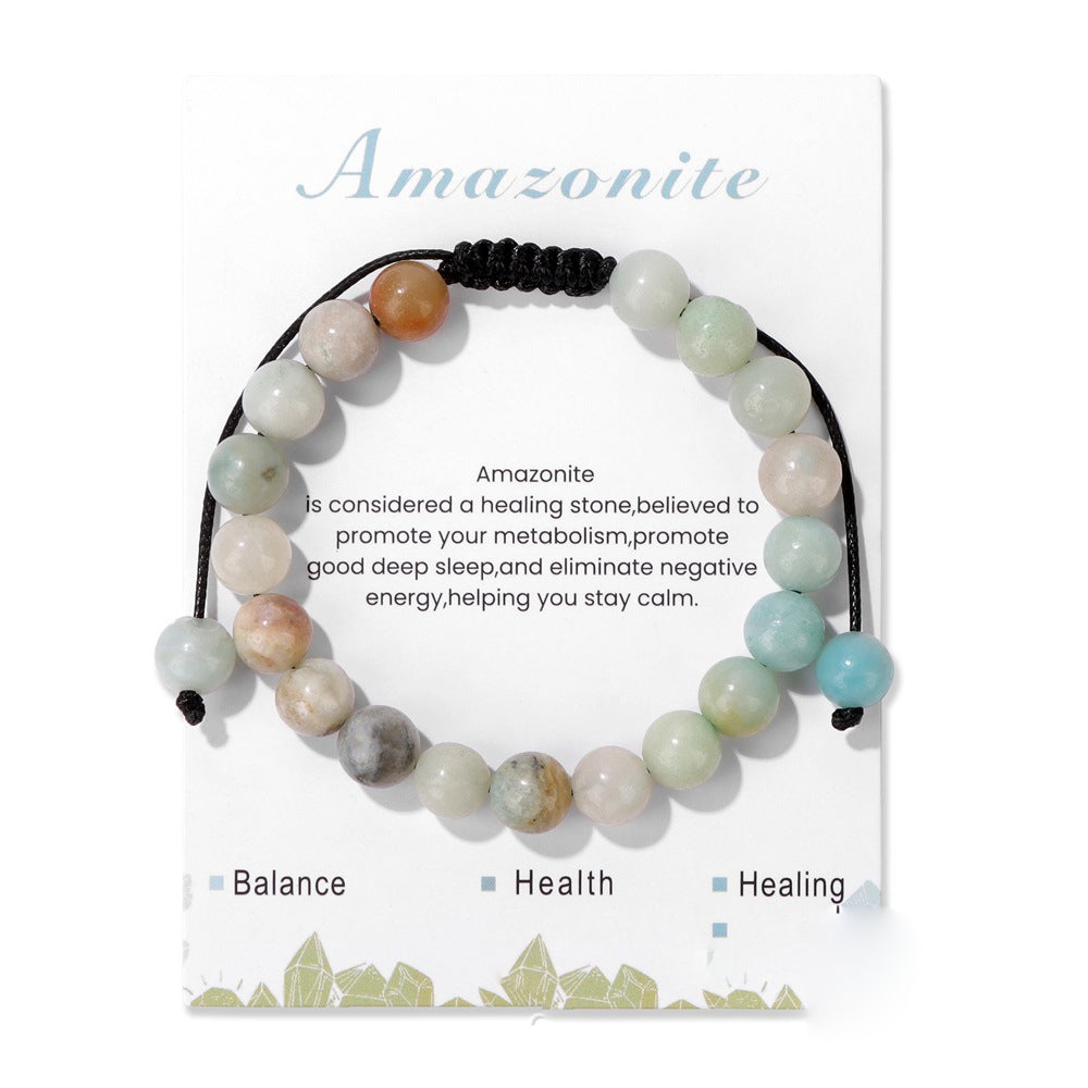 Bracelet ajustable fait main en pierre naturelle Olivenorma de 8 mm