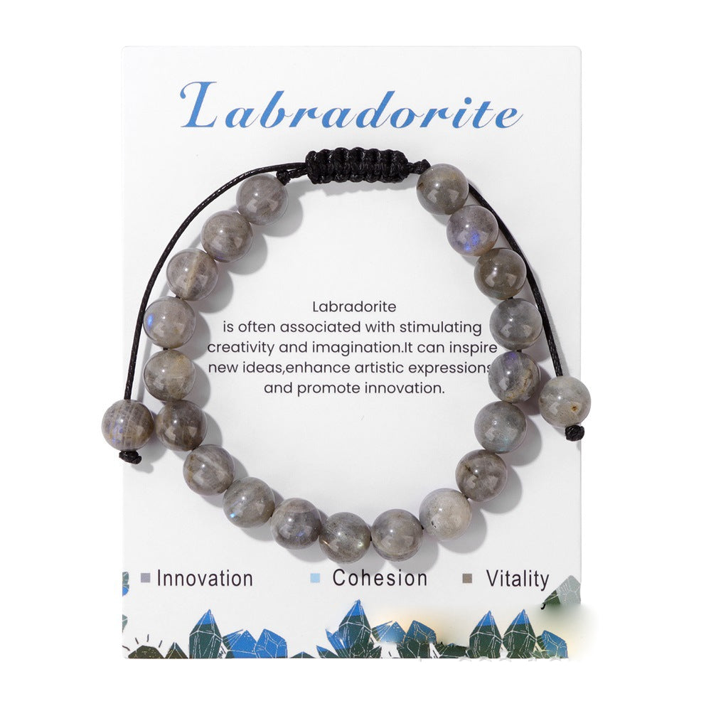 Bracelet ajustable fait main en pierre naturelle Olivenorma de 8 mm