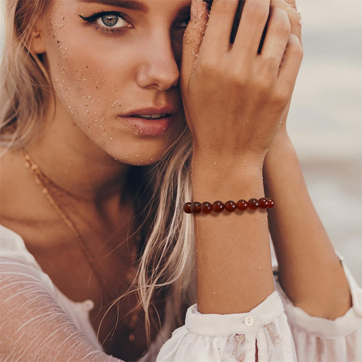 Bracelet ajustable fait main en pierre naturelle Olivenorma de 8 mm