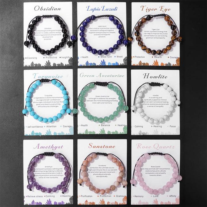 Bracelet ajustable fait main en pierre naturelle Olivenorma de 8 mm