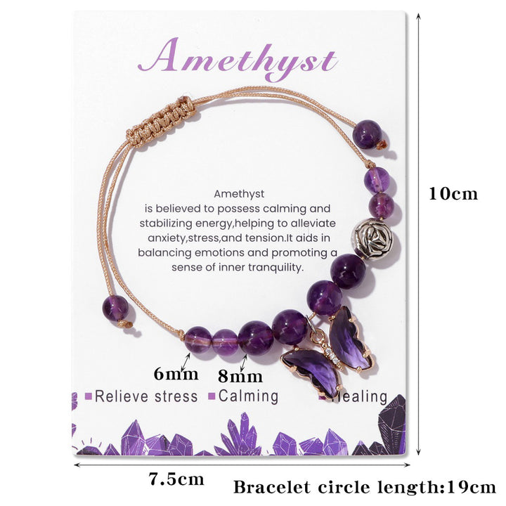 Bracelet à cordon avec pendentif papillon en pierre naturelle Olivenorma