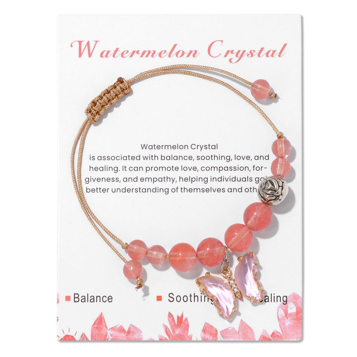 Bracelet à cordon avec pendentif papillon en pierre naturelle Olivenorma