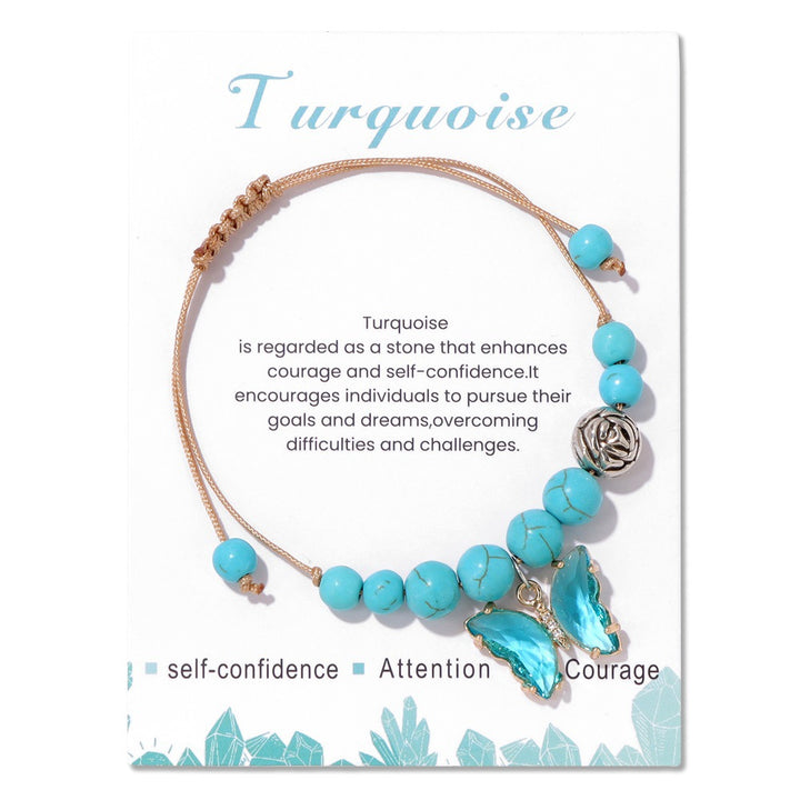 Bracelet à cordon avec pendentif papillon en pierre naturelle Olivenorma