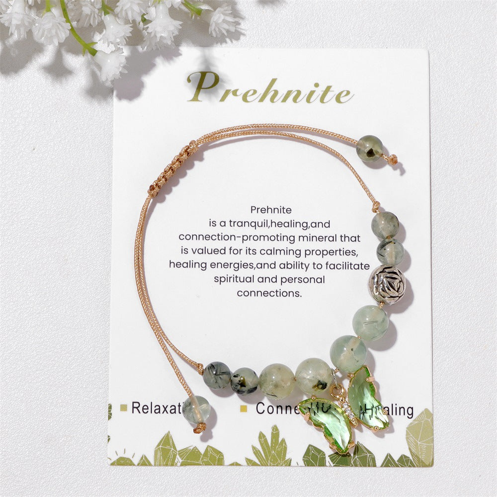 Bracelet à cordon avec pendentif papillon en pierre naturelle Olivenorma