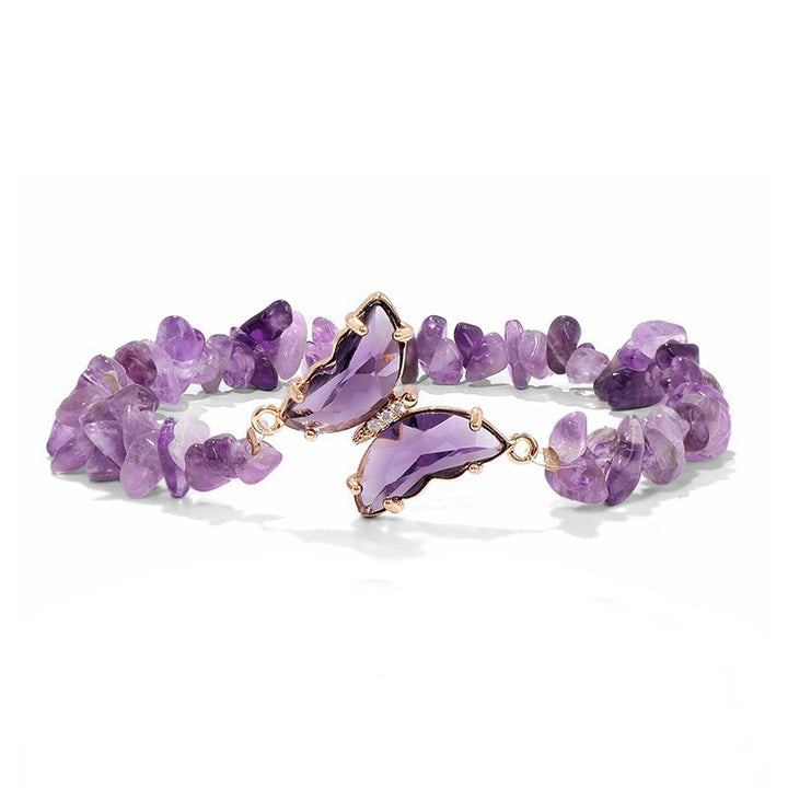 Bracelet avec pendentif papillon en cristal Olivenorma, perles de gravier de 5 à 8 mm