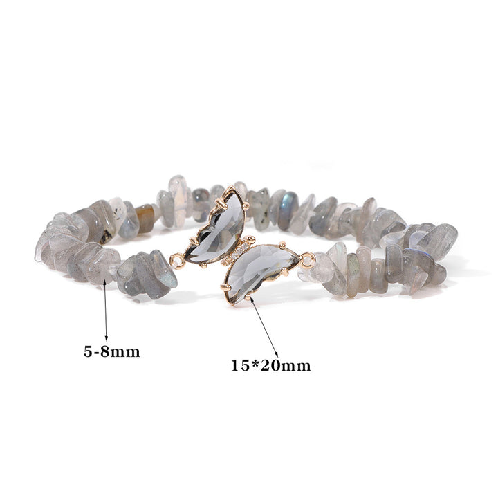 Bracelet avec pendentif papillon en cristal Olivenorma, perles de gravier de 5 à 8 mm