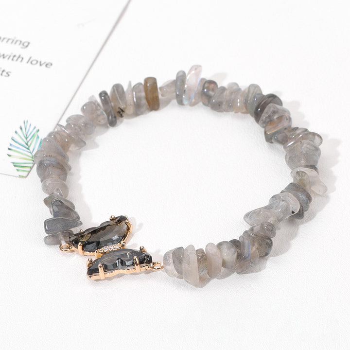 Bracelet avec pendentif papillon en cristal Olivenorma, perles de gravier de 5 à 8 mm