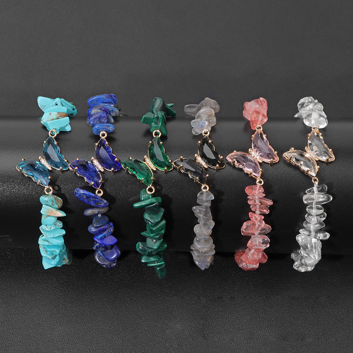 Bracelet avec pendentif papillon en cristal Olivenorma, perles de gravier de 5 à 8 mm