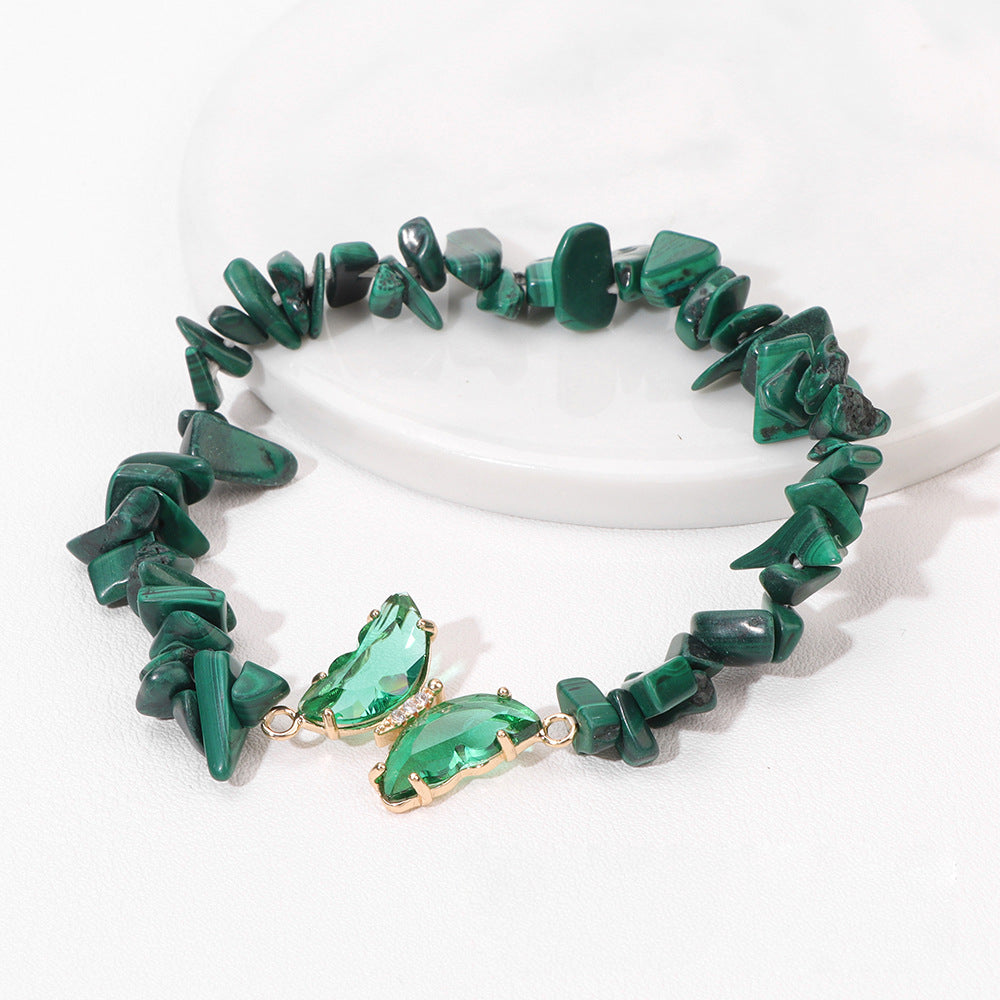 Bracelet avec pendentif papillon en cristal Olivenorma, perles de gravier de 5 à 8 mm