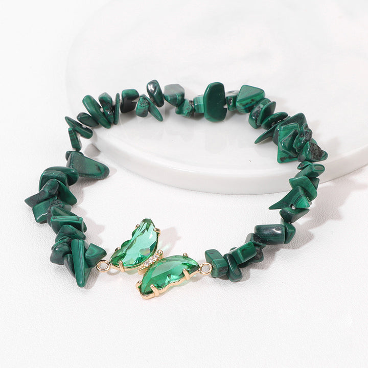 Bracelet avec pendentif papillon en cristal Olivenorma, perles de gravier de 5 à 8 mm