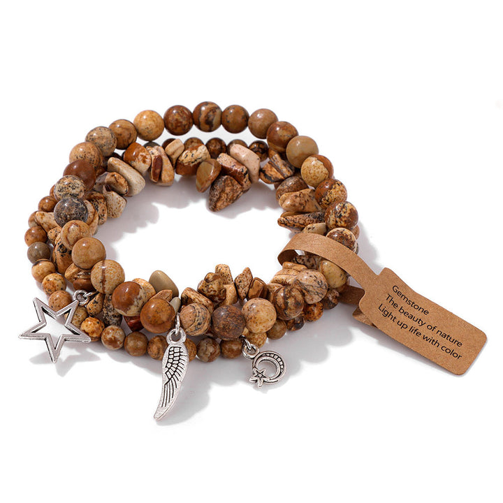 Ensemble de bracelets pendentifs lune et étoile style bohème Olivenorma