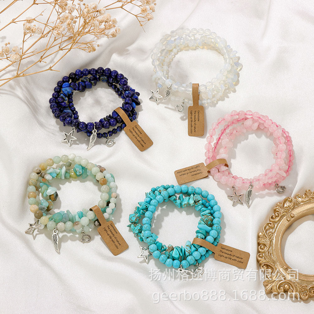 Ensemble de bracelets pendentifs lune et étoile style bohème Olivenorma