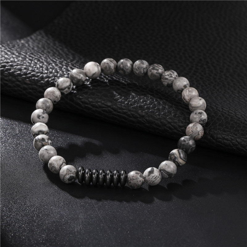 Bracelet ajustable pour homme en pierre de lave et obsidienne Olivenorma