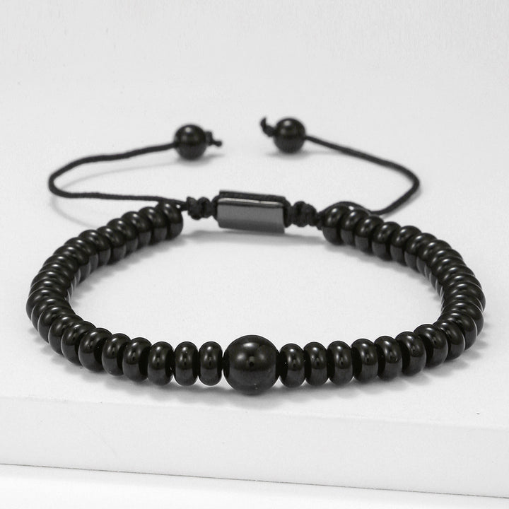 Bracelet ajustable pour homme en pierre de lave et obsidienne Olivenorma