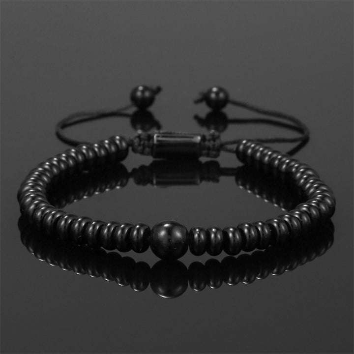Bracelet ajustable pour homme en pierre de lave et obsidienne Olivenorma