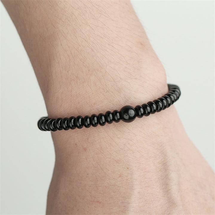 Bracelet ajustable pour homme en pierre de lave et obsidienne Olivenorma