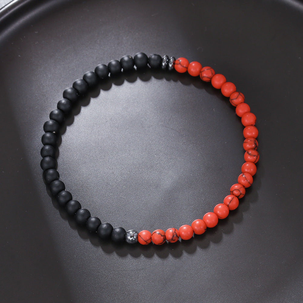 Bracelet homme en agate noire et roche volcanique Olivenorma de 4 mm