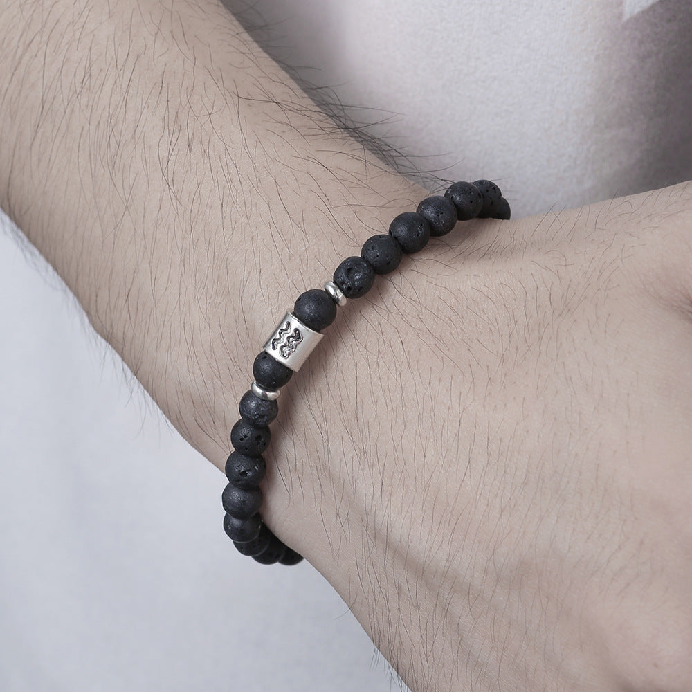 Bracelet homme en perles de lave fait main avec constellation Olivenorma