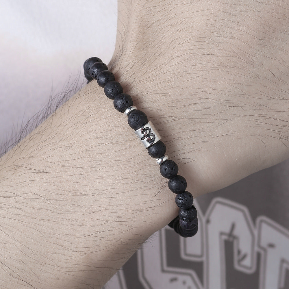 Bracelet homme en perles de lave fait main avec constellation Olivenorma