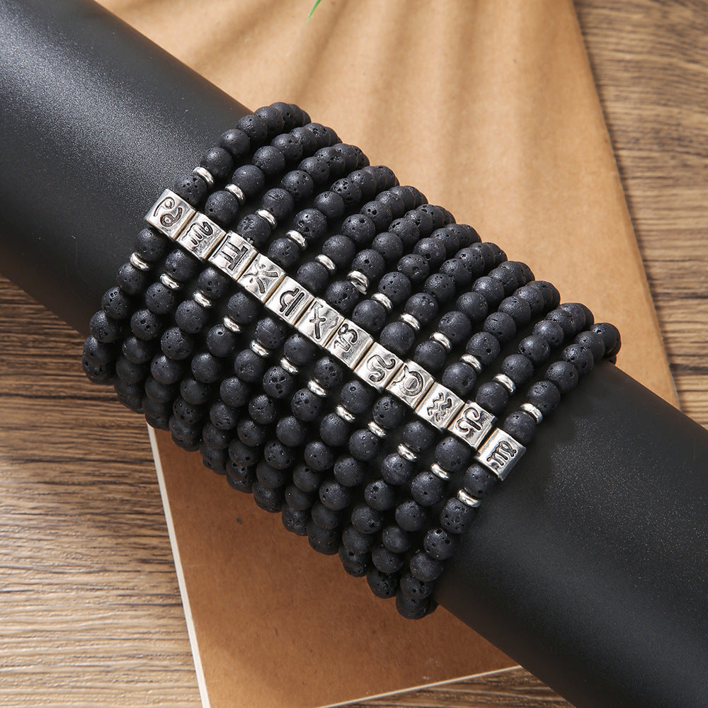 Bracelet homme en perles de lave fait main avec constellation Olivenorma