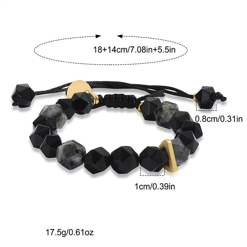 Bracelet ajustable à facettes en forme de diamant en pierre énergétique naturelle Olivenorma