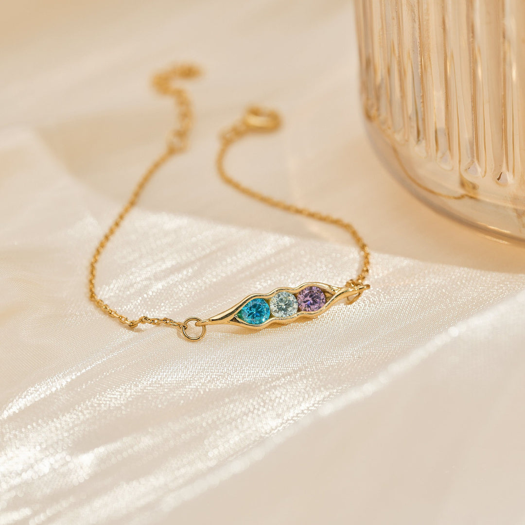 Bracelet à clip en forme de pois avec aigue-marine et zircon blanc et améthyste Olivenorma