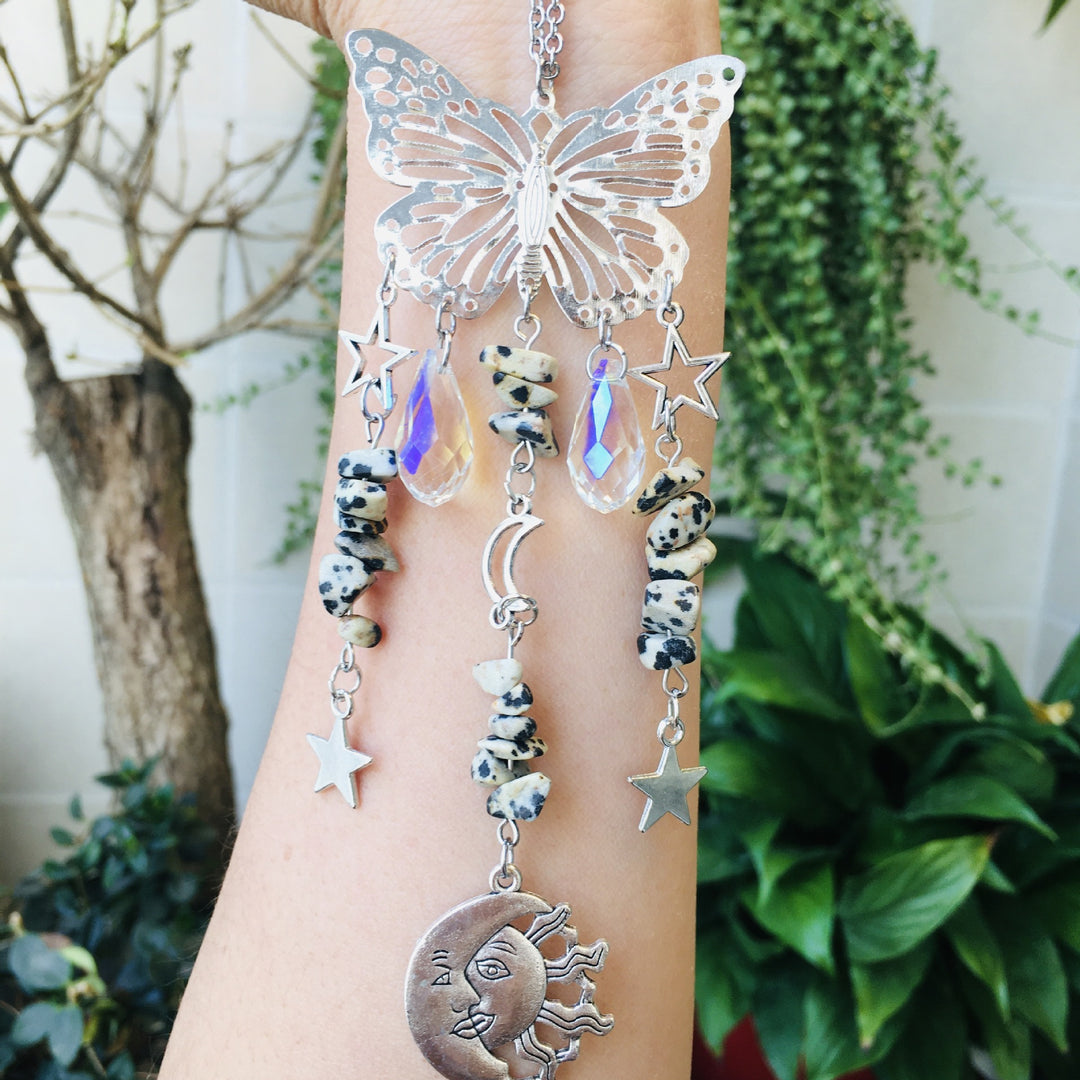 Carillon à vent Olivenorma Suncatcher style papillon soleil lune