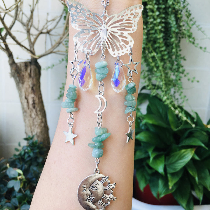 Carillon à vent Olivenorma Suncatcher style papillon soleil lune