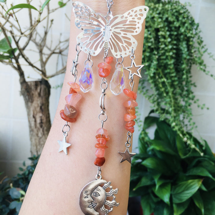 Carillon à vent Olivenorma Suncatcher style papillon soleil lune