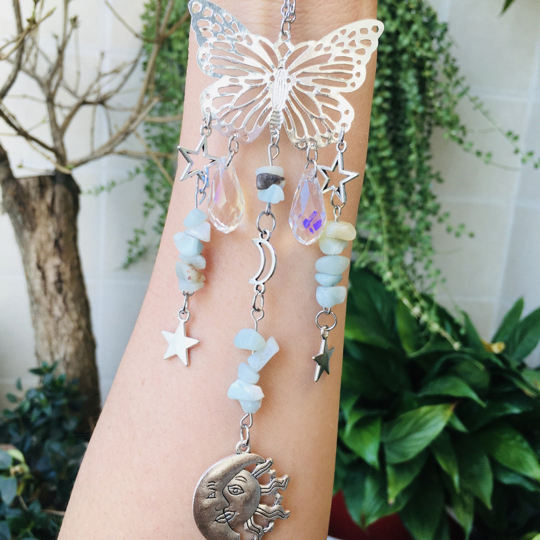 Carillon à vent Olivenorma Suncatcher style papillon soleil lune