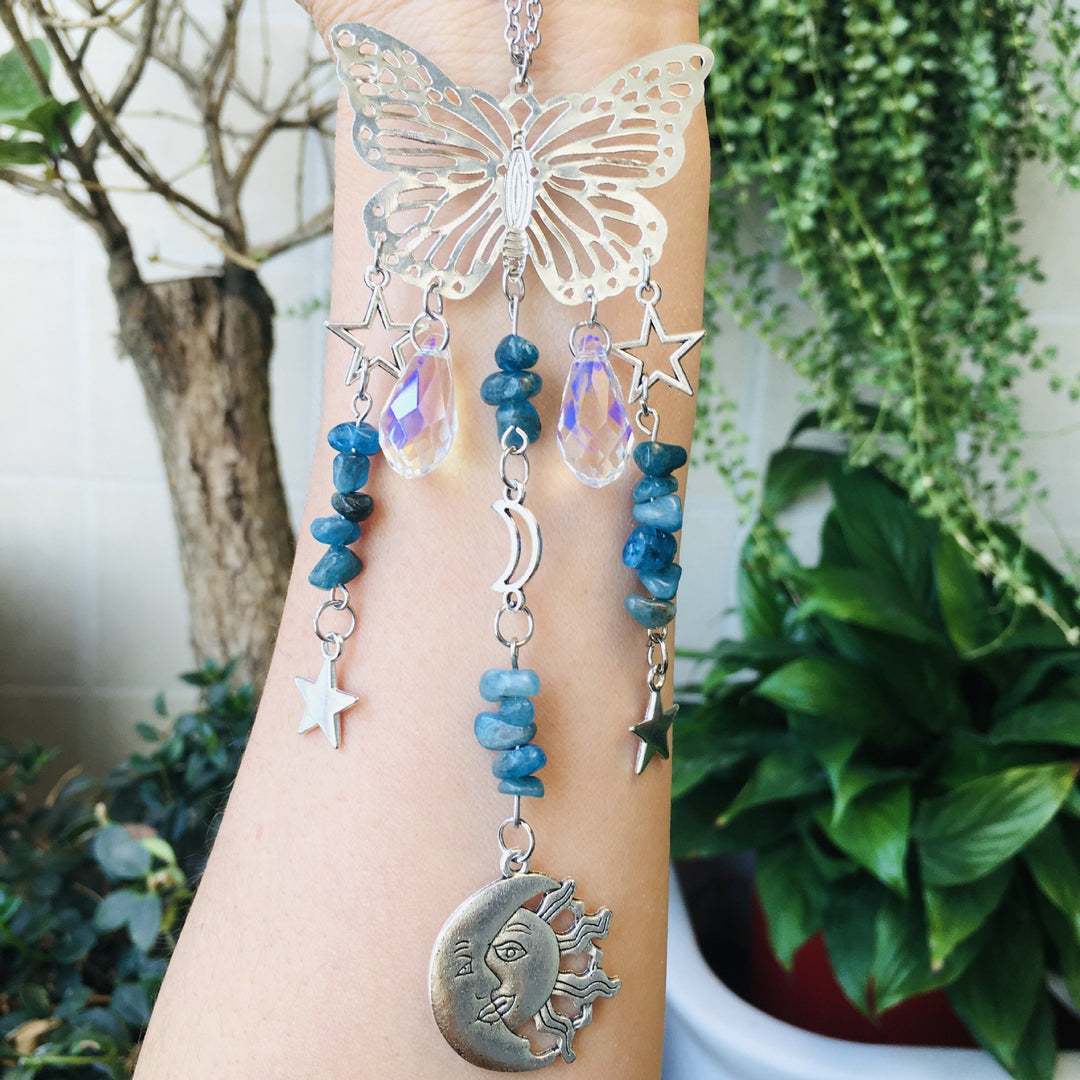 Carillon à vent Olivenorma Suncatcher style papillon soleil lune