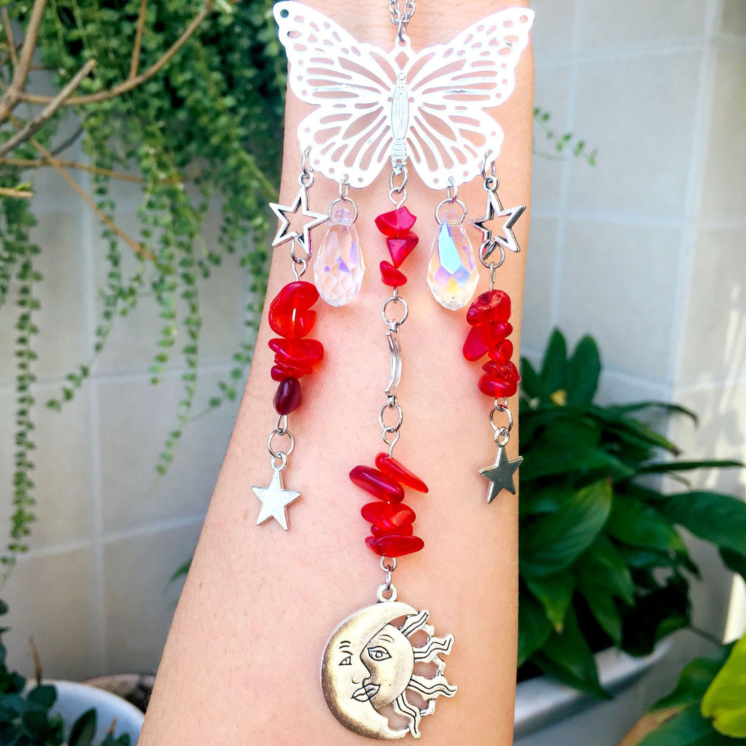 Carillon à vent Olivenorma Suncatcher style papillon soleil lune