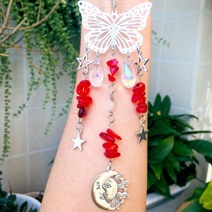 Carillon à vent Olivenorma Suncatcher style papillon soleil lune