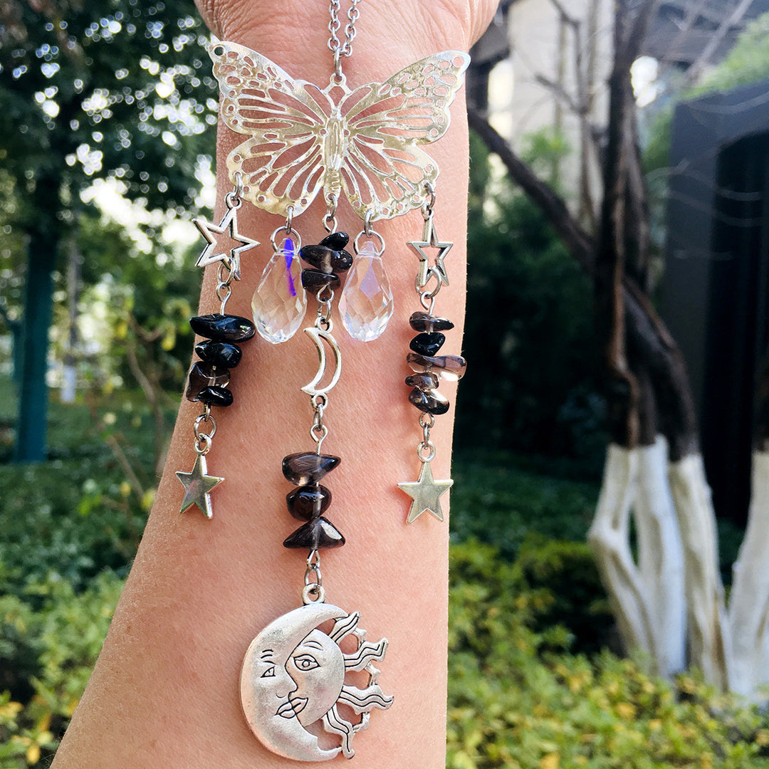 Carillon à vent Olivenorma Suncatcher style papillon soleil lune