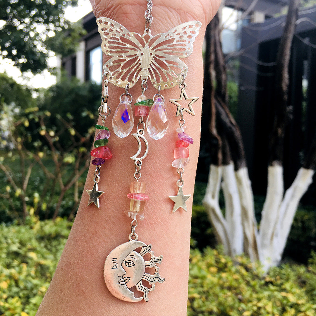 Carillon à vent Olivenorma Suncatcher style papillon soleil lune