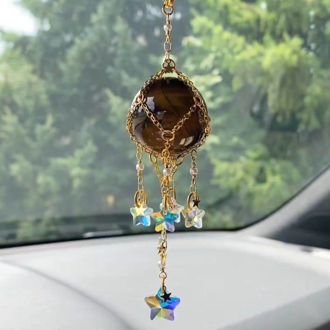 Carillon éolien suspendu en pierre naturelle et cristal originale Olivenorma