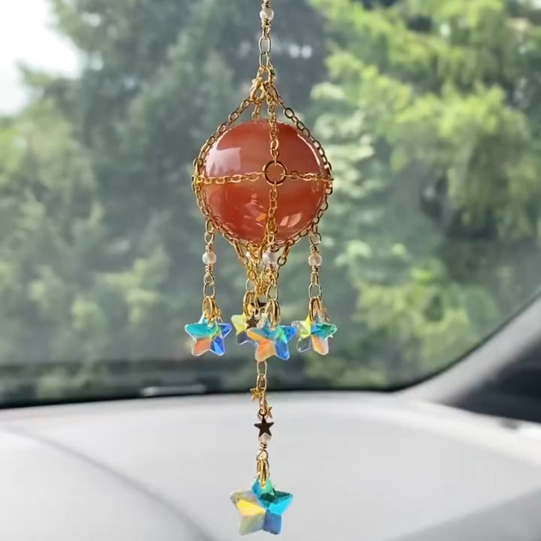 Carillon éolien suspendu en pierre naturelle et cristal originale Olivenorma