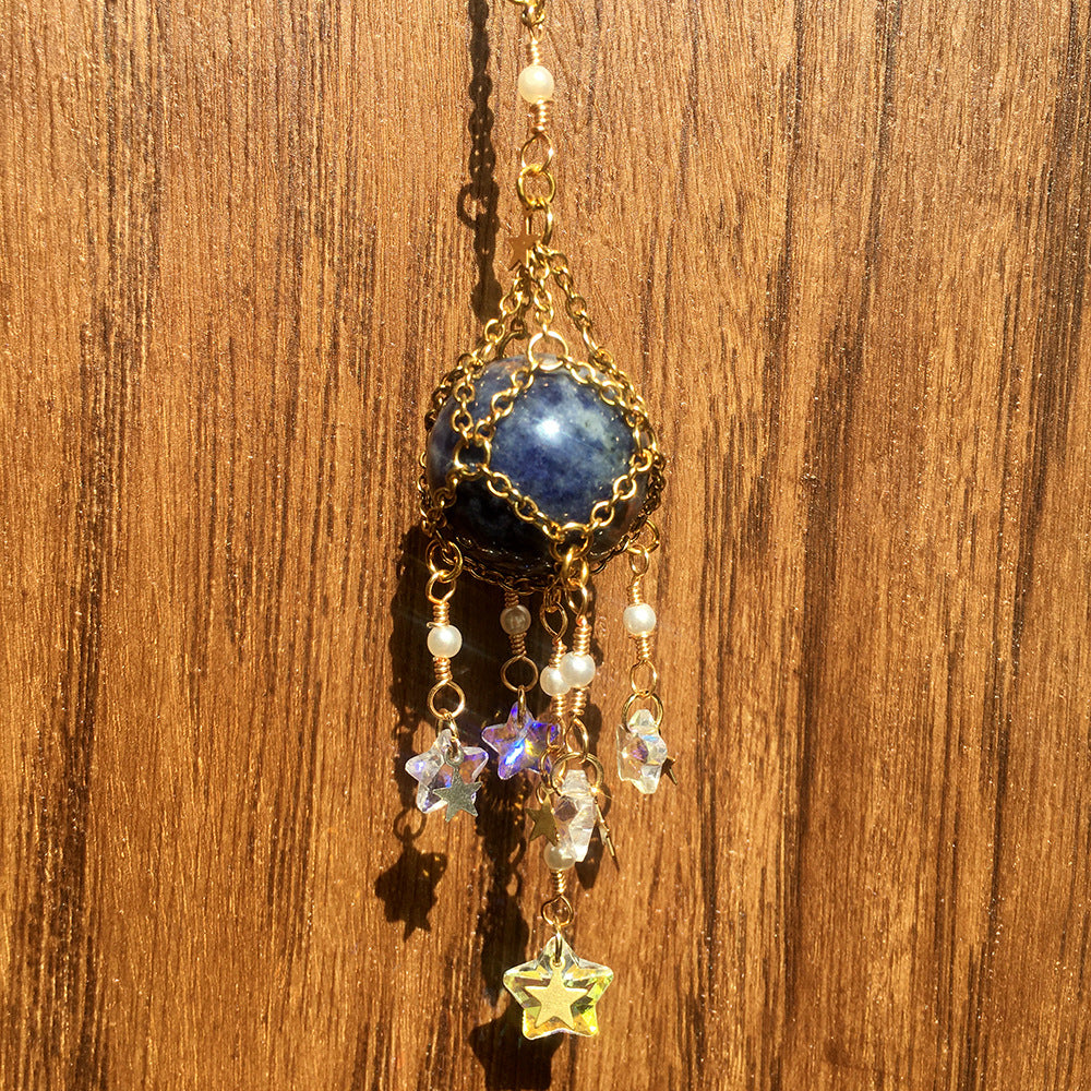 Carillon éolien suspendu en pierre naturelle et cristal originale Olivenorma