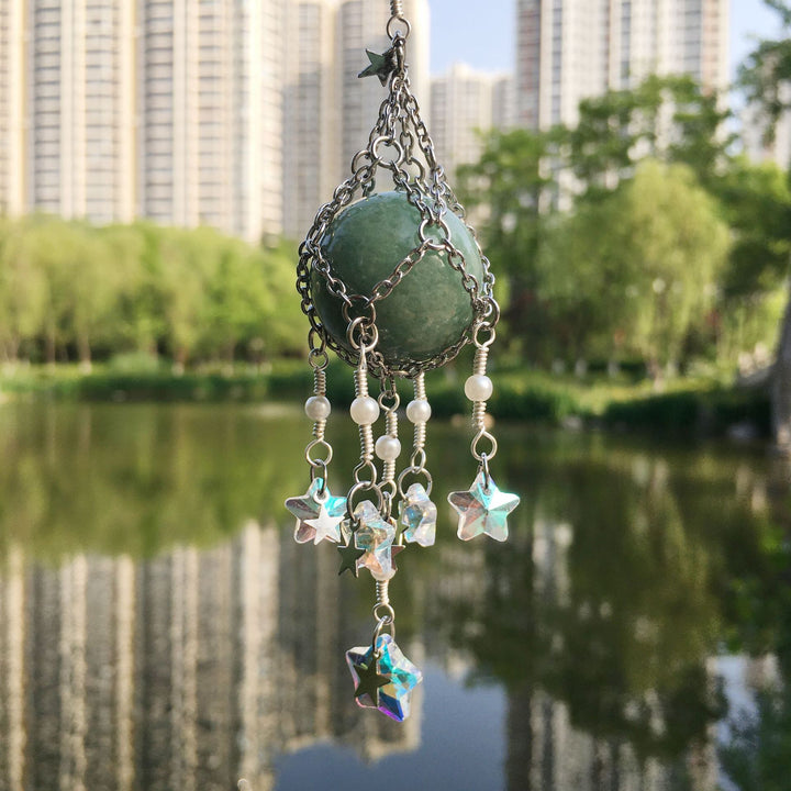 Carillon éolien suspendu en pierre naturelle et cristal originale Olivenorma