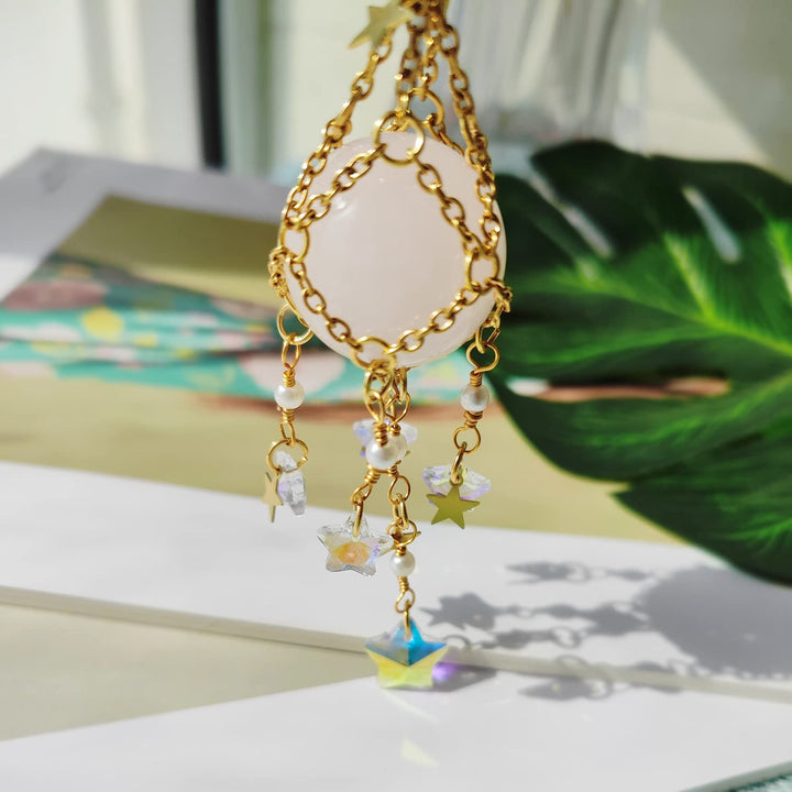 Carillon éolien suspendu en pierre naturelle et cristal originale Olivenorma