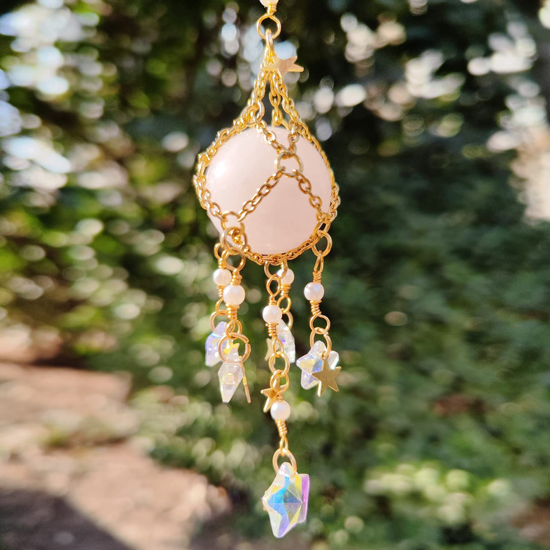 Carillon éolien suspendu en pierre naturelle et cristal originale Olivenorma