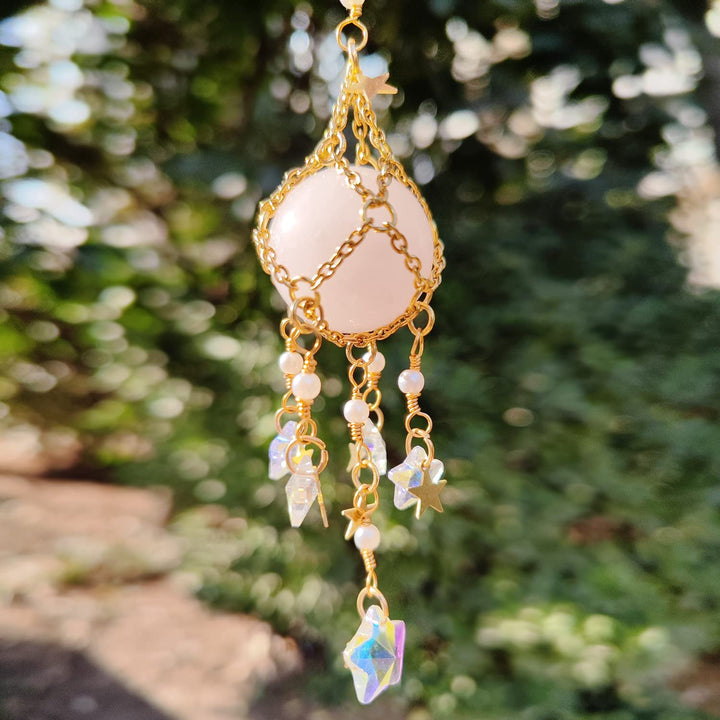 Carillon éolien suspendu en pierre naturelle et cristal originale Olivenorma