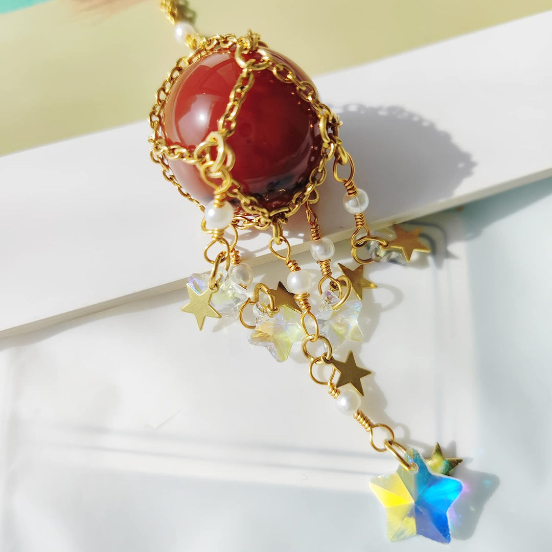 Carillon éolien suspendu en pierre naturelle et cristal originale Olivenorma